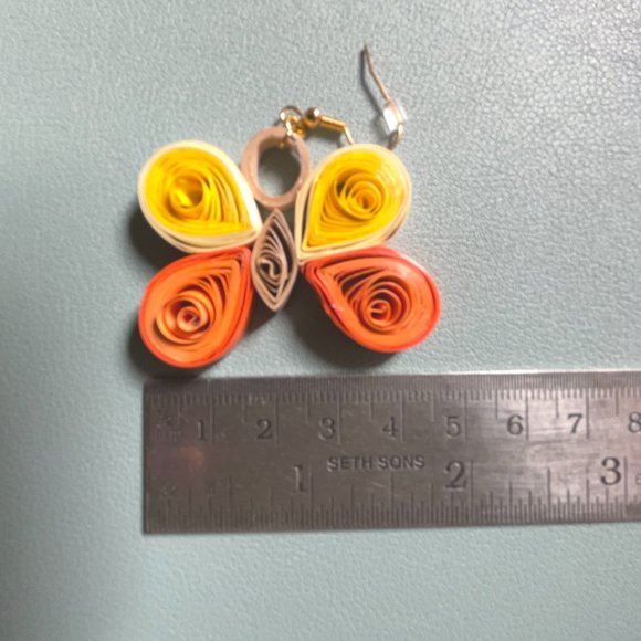 Handcrafted Gems: Handmade Paper Jewelry Quilling Earrings Butterfly - Picture 2 of 3